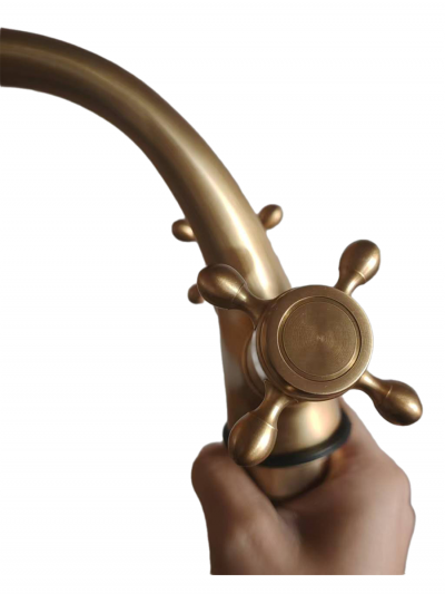 Ретро смеситель для раковины Nostro, барашковый-7